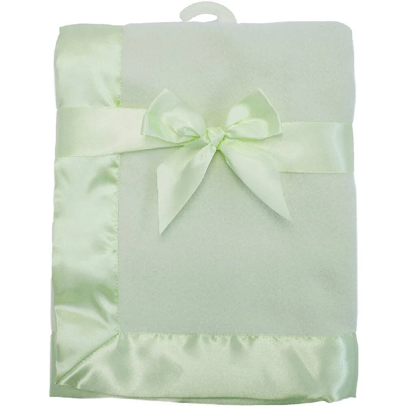 American Baby Company Fleece Blanket With Satin Trim - 2 Inches - Celery - 2 Pack