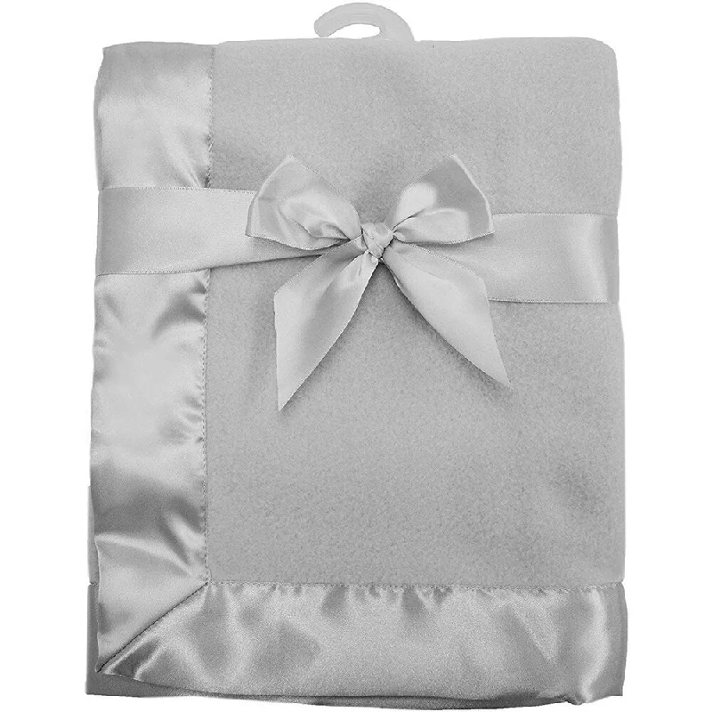 American Baby Company Fleece Blanket With Satin Trim - 2 Inches - Gray - 2 Pack