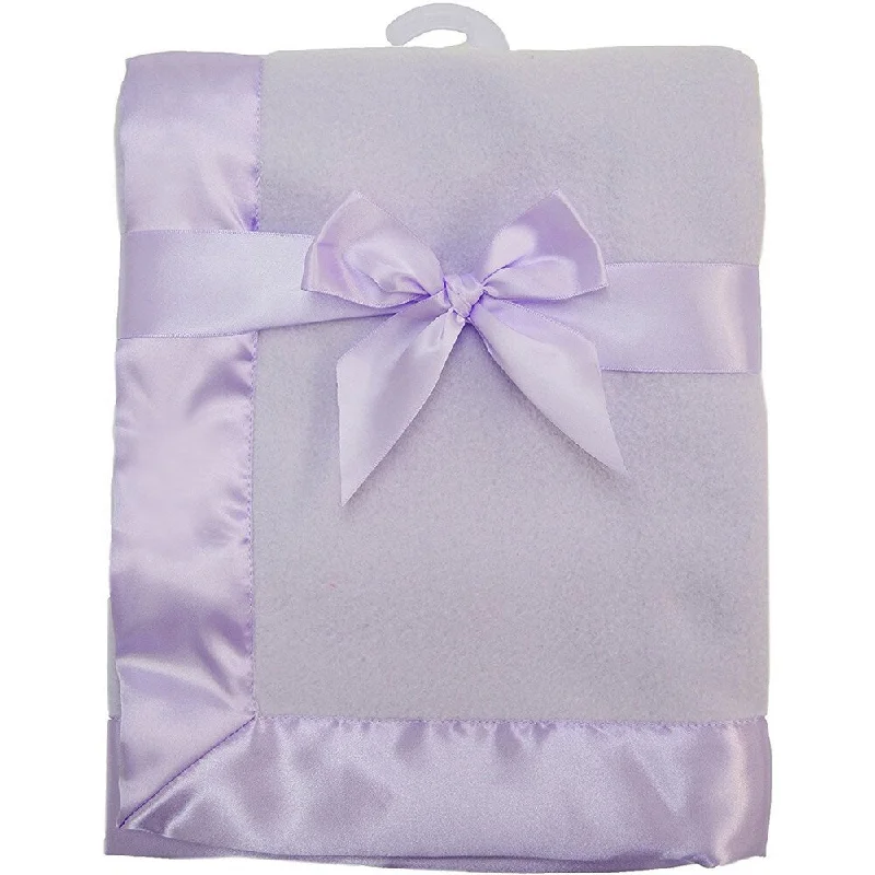 American Baby Company Fleece Blanket With Satin Trim - 2 Inches - Lavender - 2 Pack