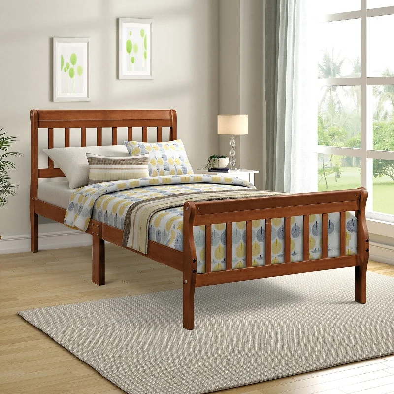 Brown Twin Size Solid Wood Platform Bed