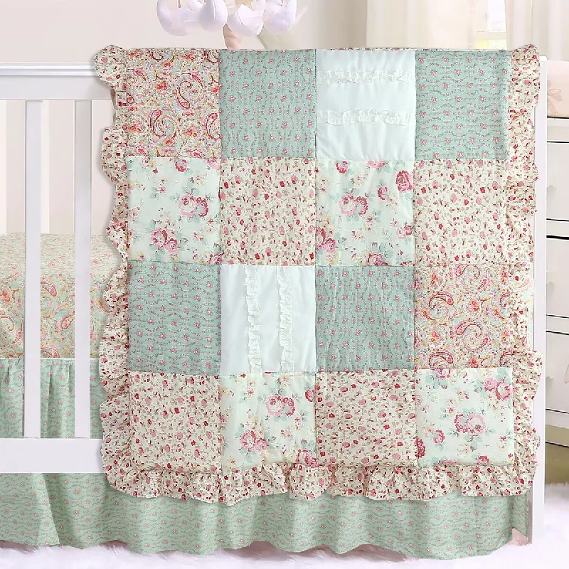 Cotton Tale Tea Party Front Rail Cover Up Crib Bedding Set