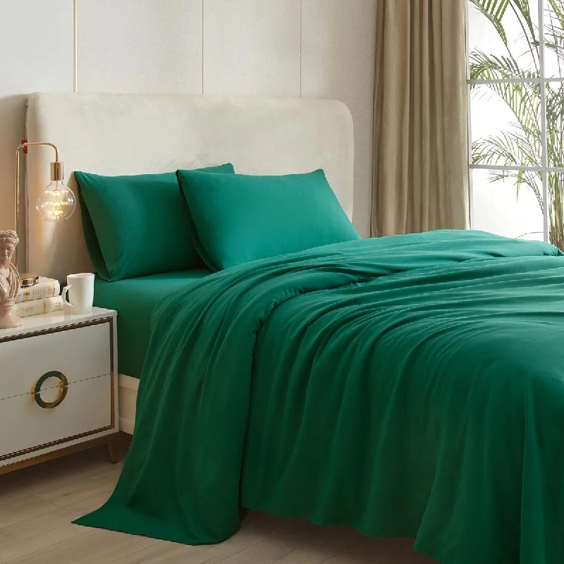 Dark Green Twin Sheets Set 3 Piece Cooling Bed Sheets,Hotel Luxury Fitted Sheet Set,Super Soft Sheet Deep Pocket 16