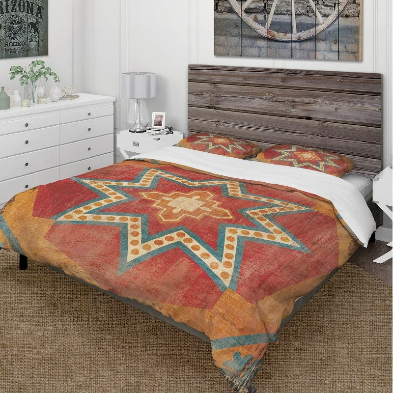 Designart 'Moroccan Orange Tiles Collage I' Cottage Bedding Set - Duvet Cover & Shams