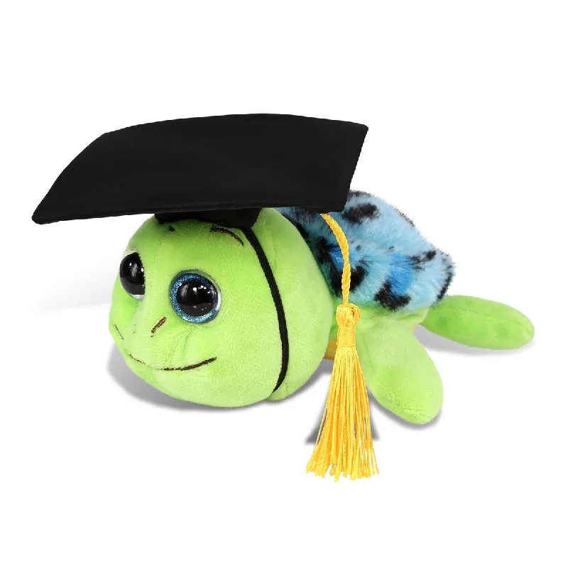 DolliBu Big Eye Blue Shell Sea Turtle Graduation Plush with Cap - 6 inches