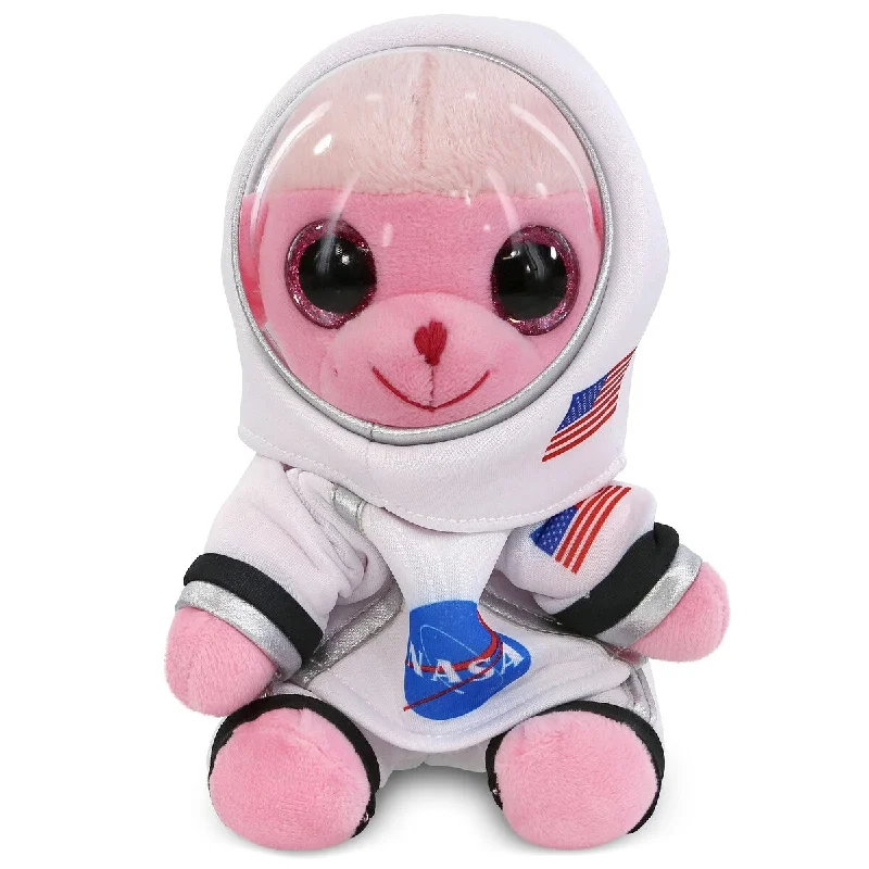 DolliBu Big Eye Pink Poodle Astronaut Plush with Helmet and NASA Suit - 6 inches