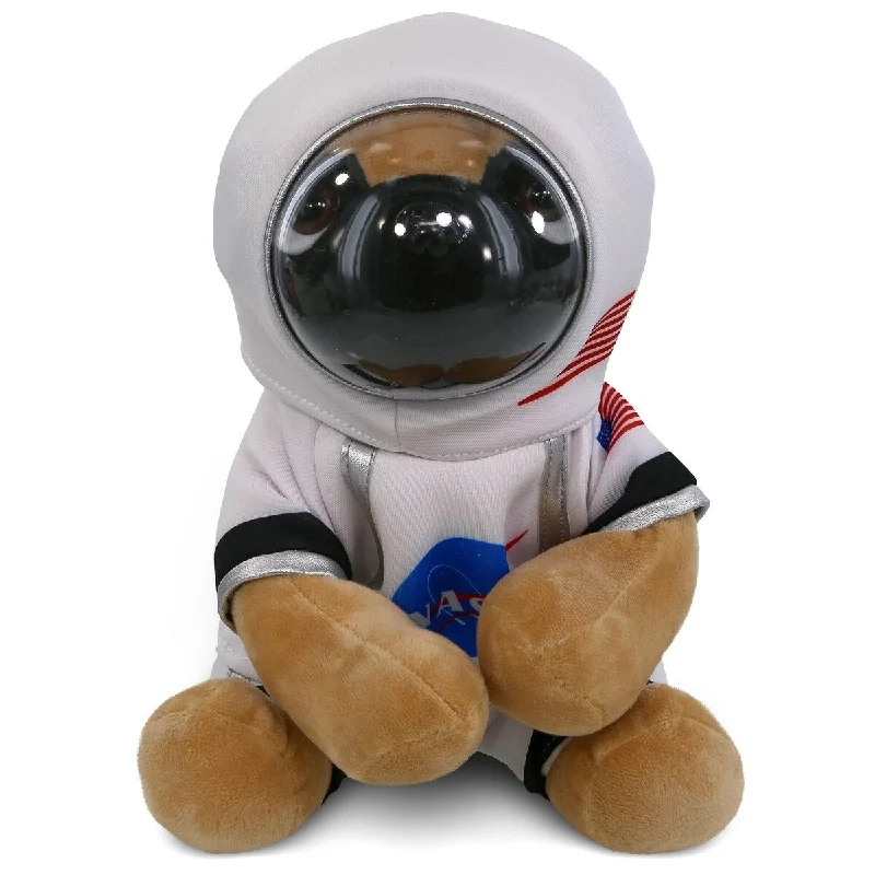 DolliBu Big Eyed Pug Dog Astronaut Plush w/ Space Helmet and NASA Suit - 10 inches