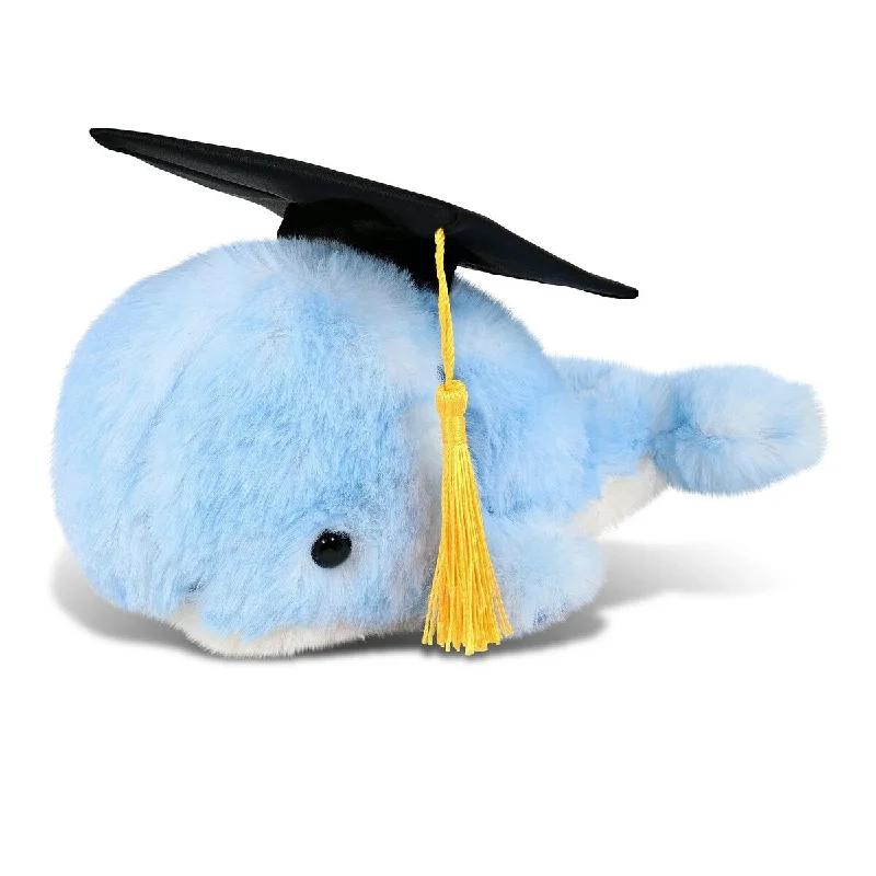 DolliBu Blue Whale Graduation Plush Toy with Graduation Cap w/ Tassel - 7 inches