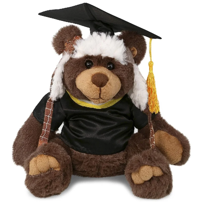 DolliBu Brown Bear Graduation Plush Toy with Gown and Cap with Tassel - 11 inches