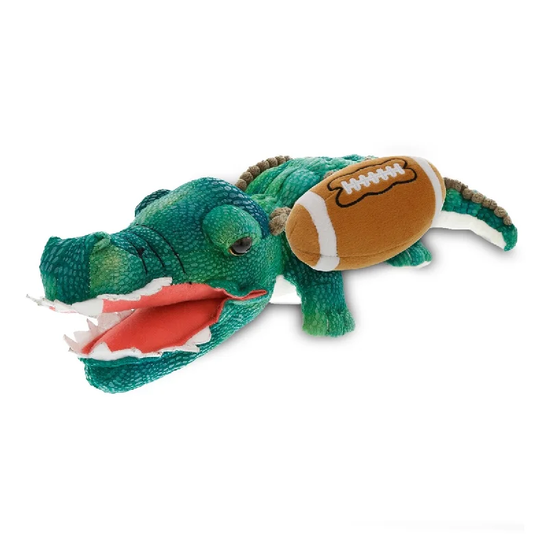 DolliBu Green Alligator Stuffed Animal with Football Plush Toy - 18 inches