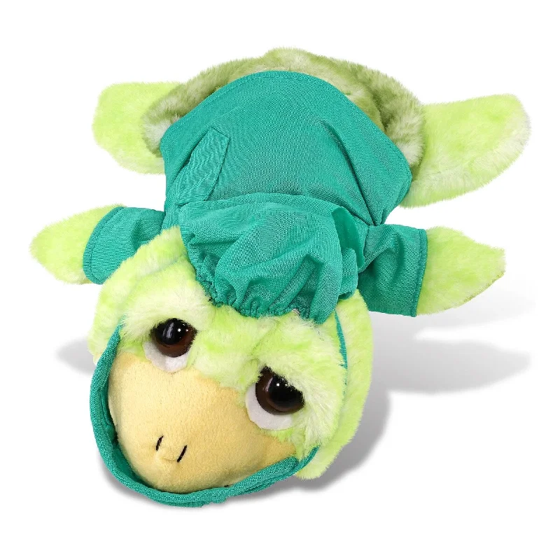 DolliBu Green Sea Turtle Large Doctor Plush with Scrub Uniform and Cap - 11 inches