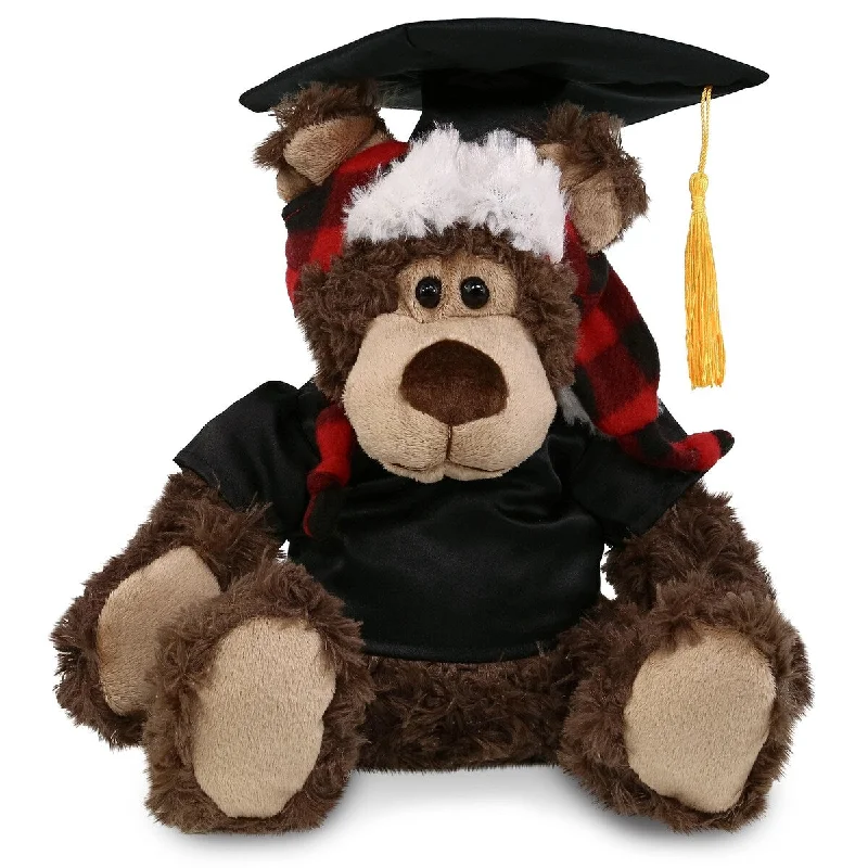 DolliBu Grizzly Bear with Red Plaid Outfit Graduation Plush Toy - 9 inches