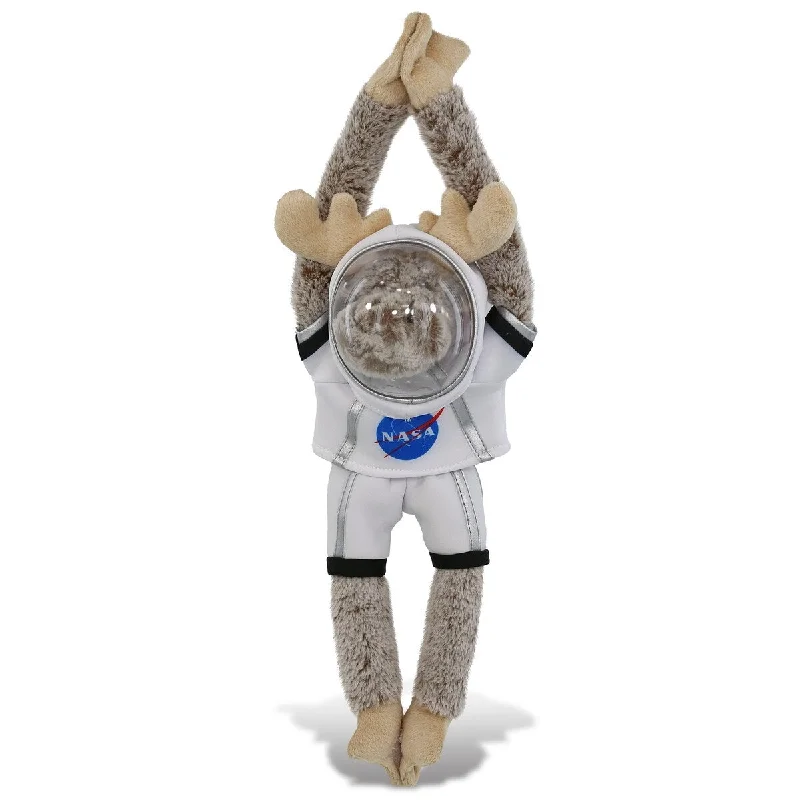 DolliBu Hanging Moose Astronaut Plush Toy with Helmet and NASA Suit - 21 inches