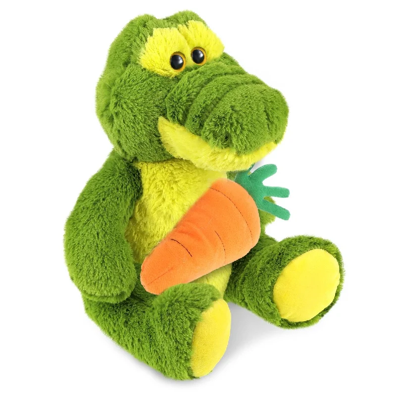 DolliBu Happy Easter Soft Plush Sitting Green Alligator with Carrot - 12 inches