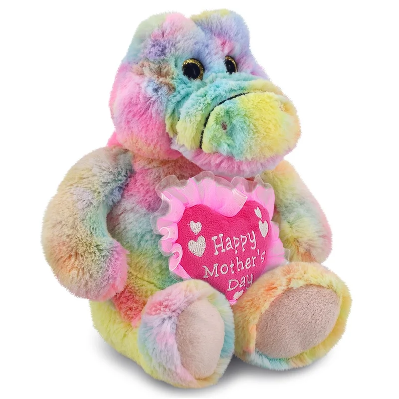 DolliBu Happy Mother’s Day Plush Rainbow Sitting Alligator - 9 inches