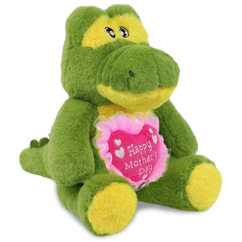 DolliBu Happy Mother’s Day Super Soft Plush Alligator With Pink Heart - 9 inches