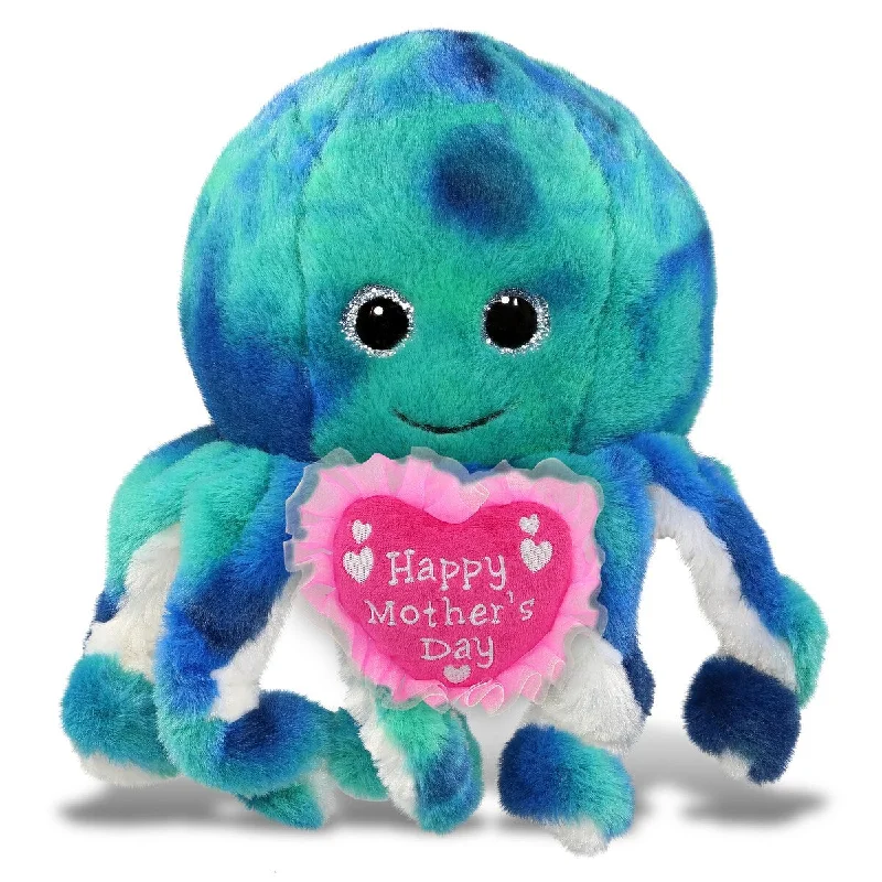 DolliBu Happy Mother’s Day Super Soft Plush Blue Tie-Dye Octopus - 10 inches