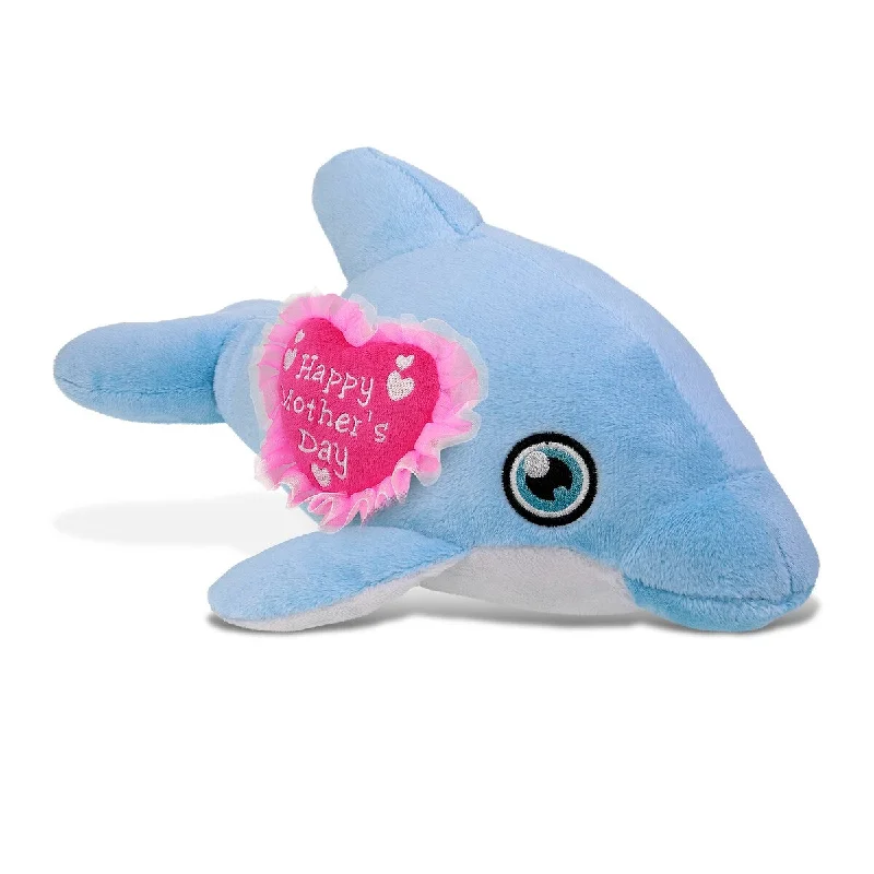 DolliBu Happy Mother’s Day Super Soft Plush Dolphin With Pink Heart - 13.5 inches