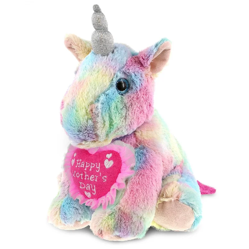 DolliBu Happy Mother’s Day Super Soft Plush Floppy Rainbow Unicorn - 10 inches