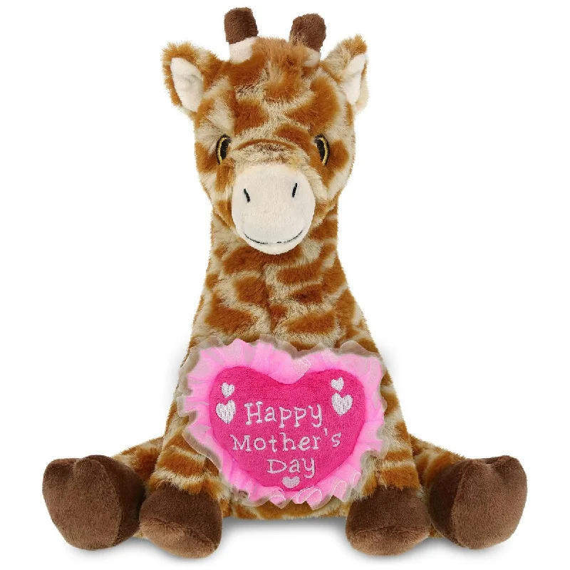 DolliBu Happy Mother’s Day Super Soft Plush Giraffe With Pink Heart - 10 inches