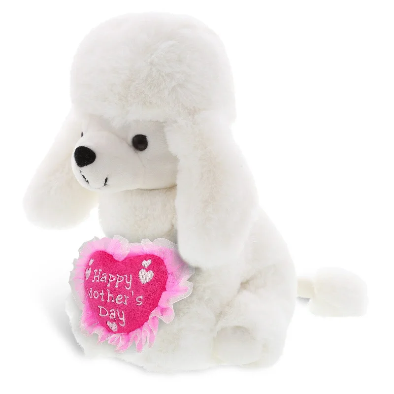 DolliBu Happy Mother’s Day Super Soft Plush White Poodle Dog - 8.5 inches