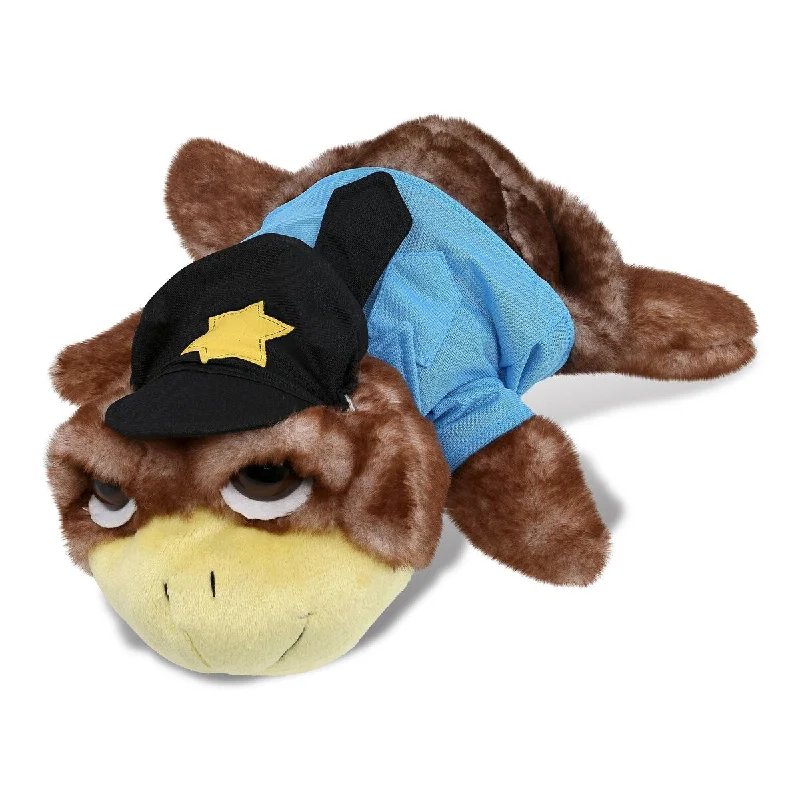 DolliBu Large Brown Sea Turtle Police Officer Plush with Cop Uniform - 11 inches