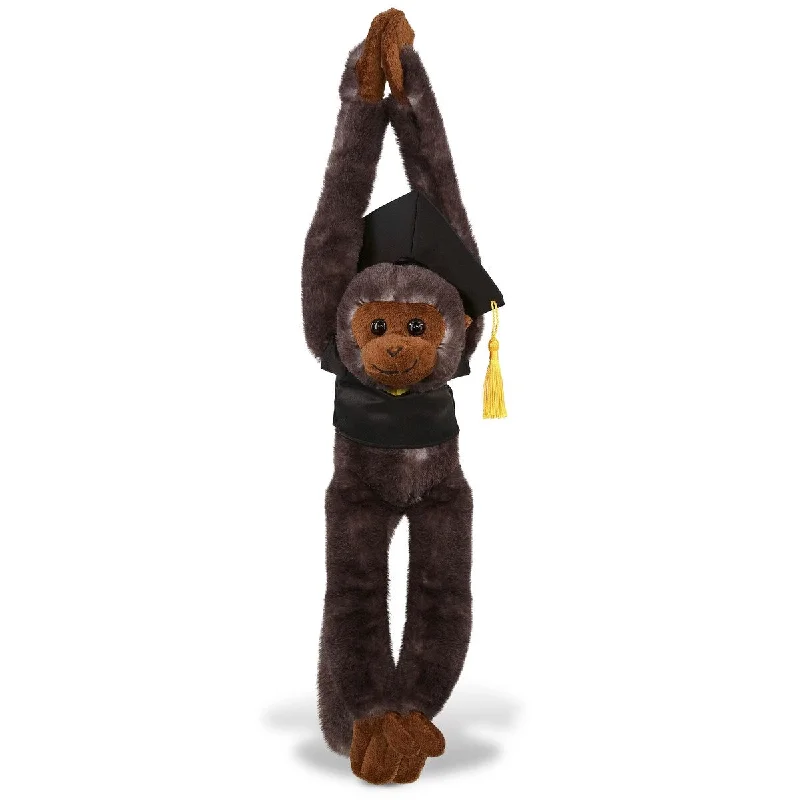 DolliBu Long Arm Hanging Black Capuchin Monkey Graduation Plush Toy - 21 inches