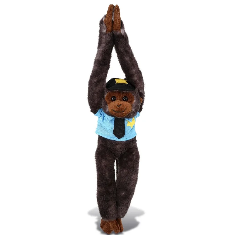 DolliBu Long Arm Hanging Black Capuchin Monkey Police Officer Plush - 21 inches