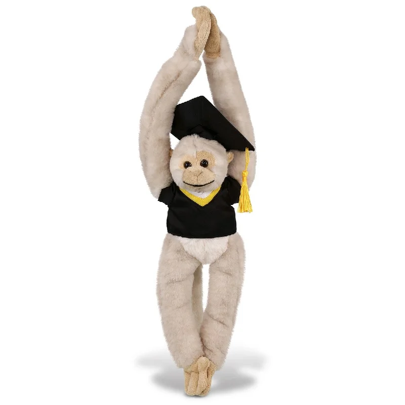 DolliBu Long Arm Hanging White Squirrel Monkey Graduation Plush Toy - 21 inches