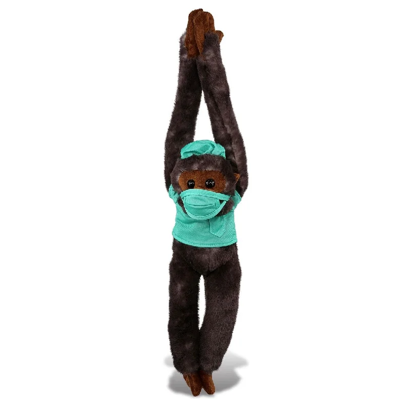 DolliBu Long Arms Black Capuchin Monkey Doctor Plush w/ Scrub Uniform - 21 inches