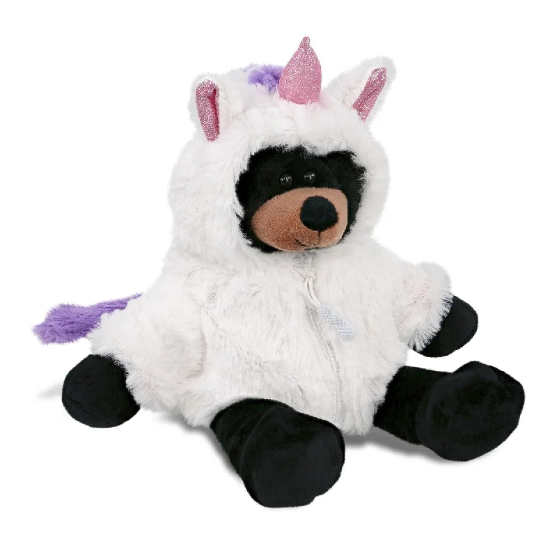 DolliBu Long Leg Black Bear Unicorn Plush Stuffed Animal with Outfit - 10.5 inches