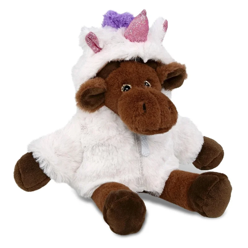 DolliBu Long Leg Moose Unicorn Plush Stuffed Animal Toy with Outfit - 10.5 inches