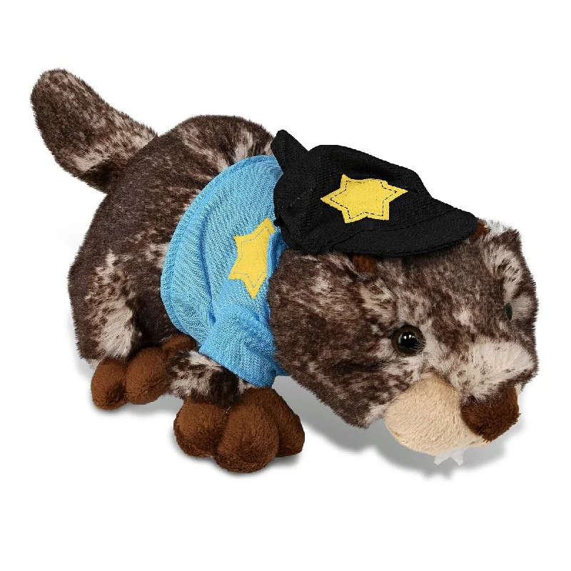 DolliBu Lying Marmot Police Officer Super Soft Plush with Cop Uniform - 11 inches