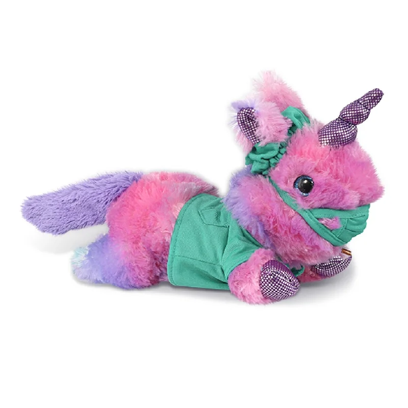 DolliBu Monday Pink Unicorn Doctor Plush Toy with Scrub Uniform & Cap - 10.5 inches