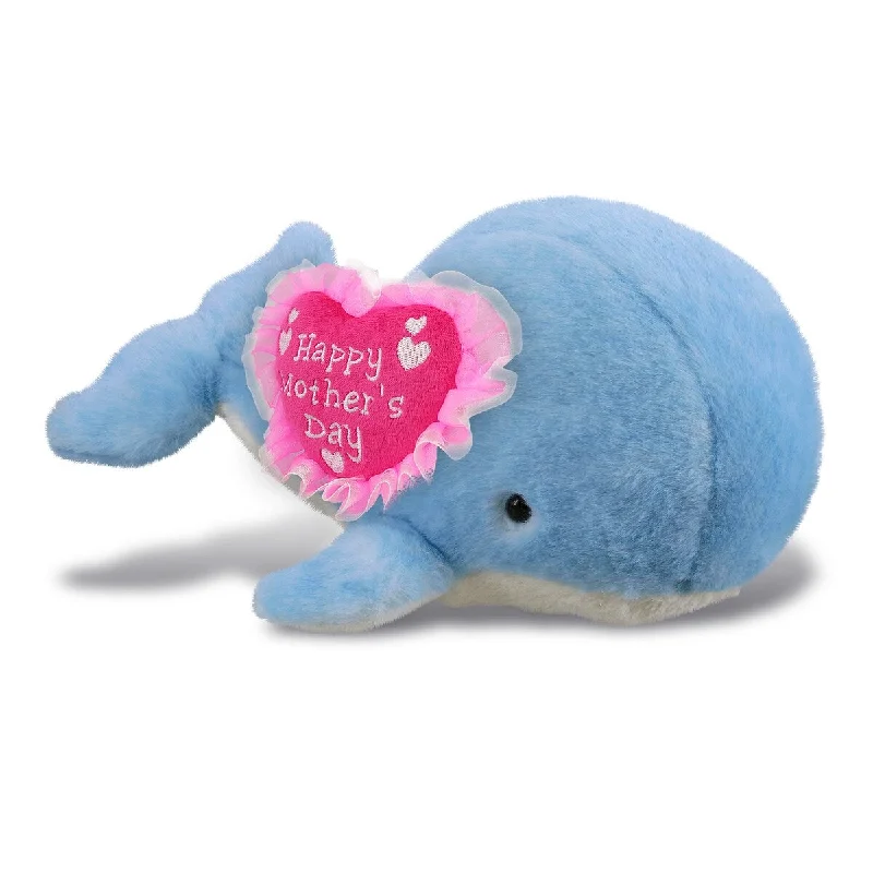 DolliBu Mother’s Day Super Soft Plush Large Blue Whale With Pink Heart - 13 inches