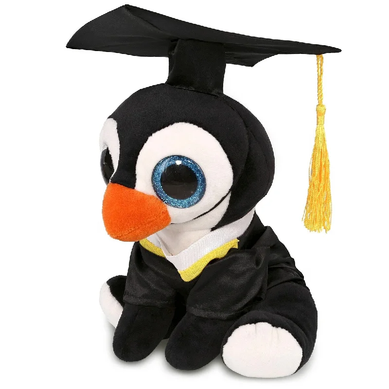 DolliBu Penguin Graduation Plush Toy with Gown and Cap with Tassel - 8 inches