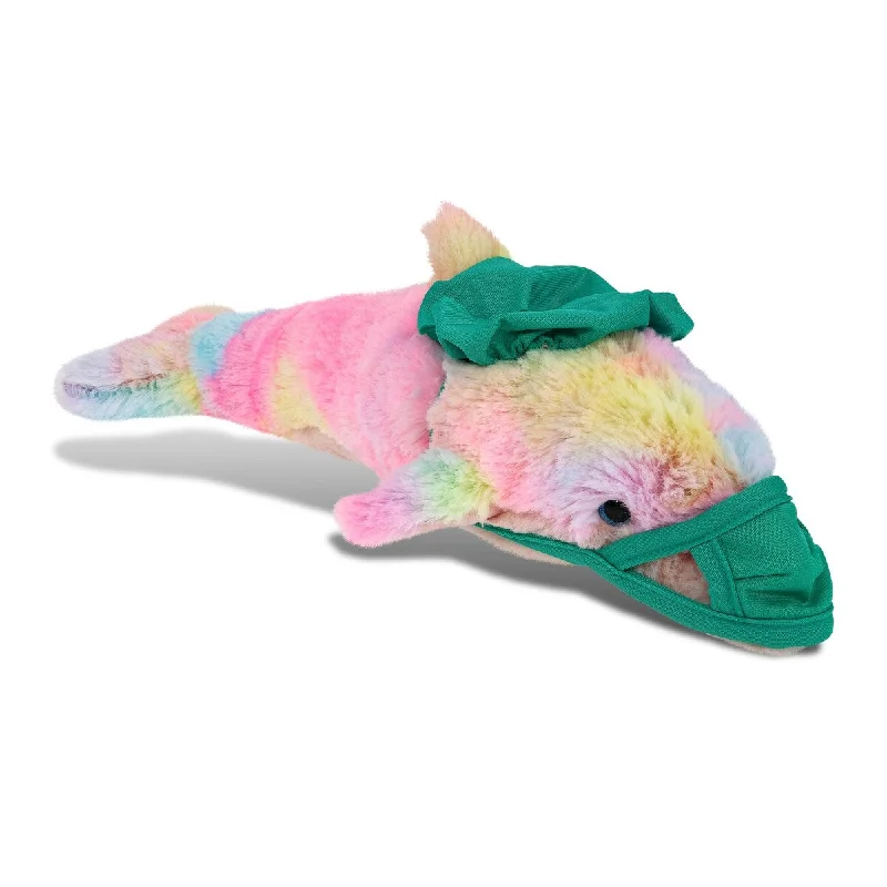 DolliBu Rainbow Dolphin Doctor Plush Toy with Scrub Uniform and Cap - 14 inches