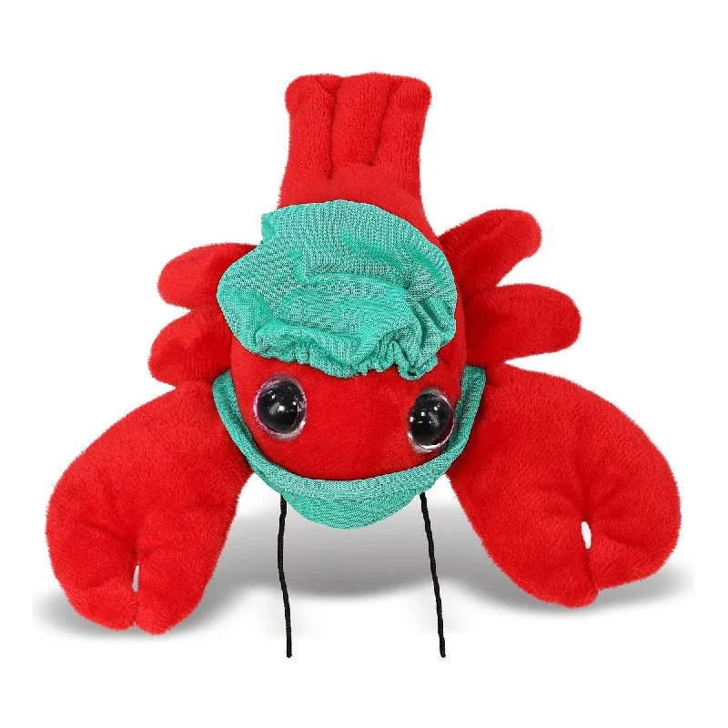 DolliBu Red Lobster Big Eye Doctor Plush with Scrub Cap and Face Mask - 6 inches