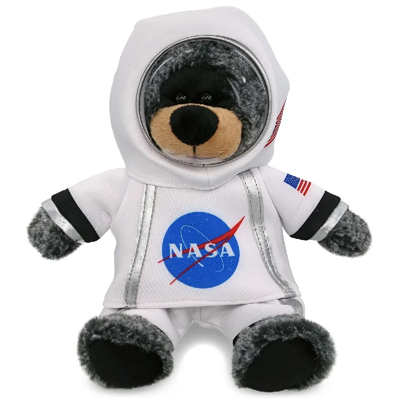 DolliBu Sitting Black Bear Astronaut Plush Toy w/ Helmet and NASA Suit - 9 inches