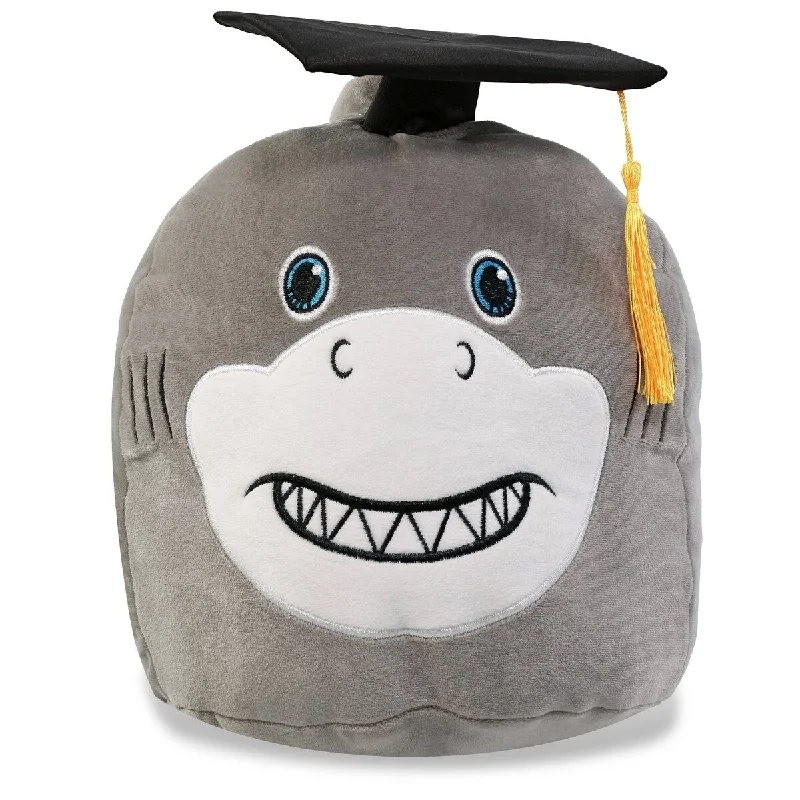 DolliBu Snug-Mooshies Shark Graduation Plush Toy with Graduation Cap - 10 inches