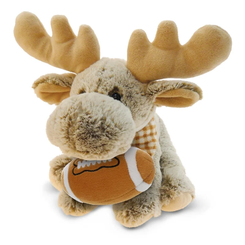 DolliBu Soft Huggable Floppy Moose Stuffed Animal with Football Plush - 12 inches