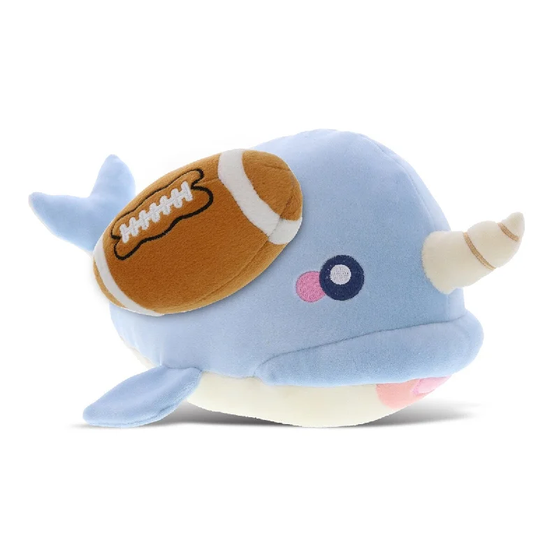 DolliBu Soft Huggable Narwhal Stuffed Animal with Football Plush - 11.75 inches