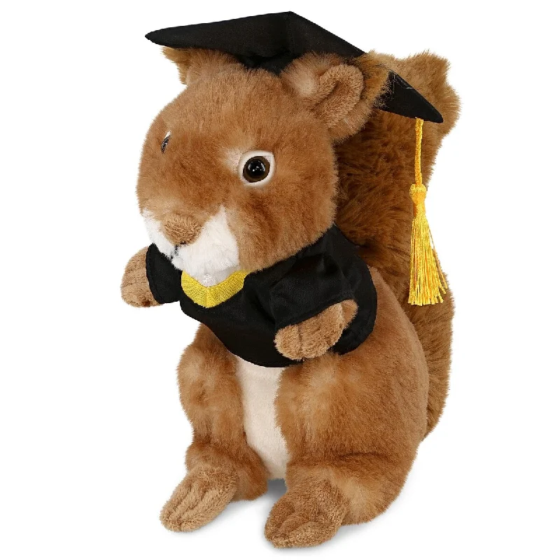 DolliBu Squirrel Graduation Plush Toy with Gown and Cap with Tassel - 8.5 inches