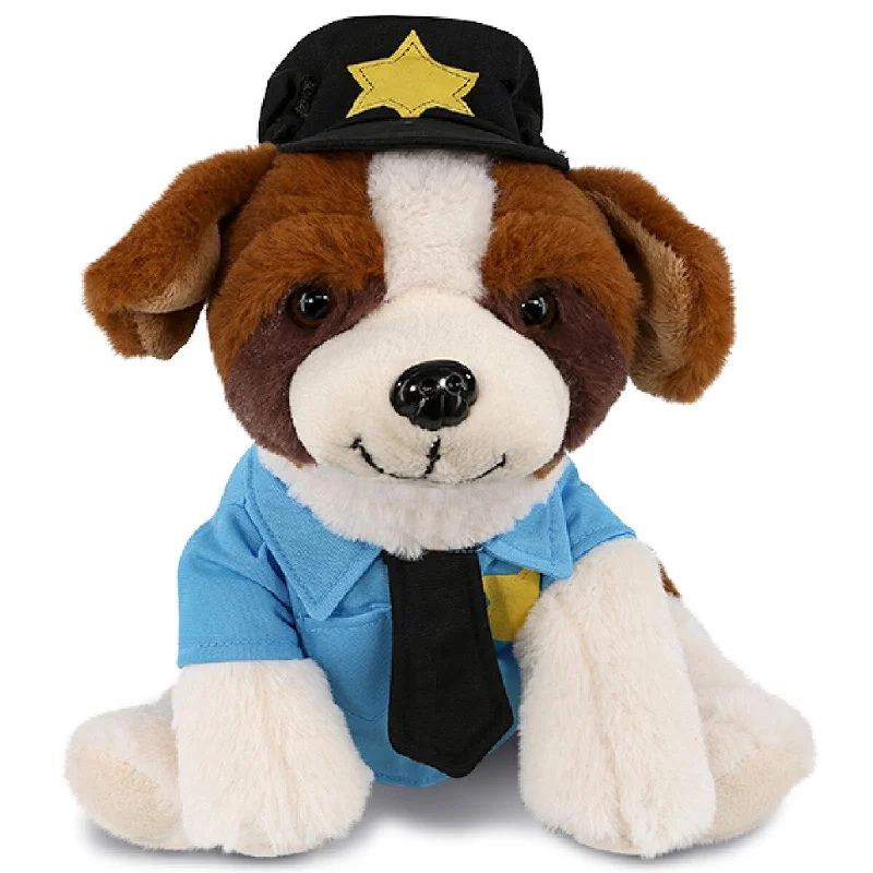 DolliBu St. Bernard Dog Police Officer Plush Toy with Uniform and Cap - 8 inches