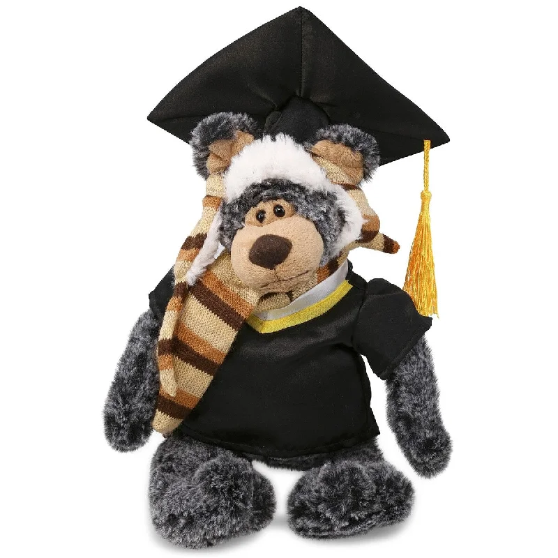 DolliBu Standing Black Bear Graduation Plush Toy with Gown and Cap - 11 inches