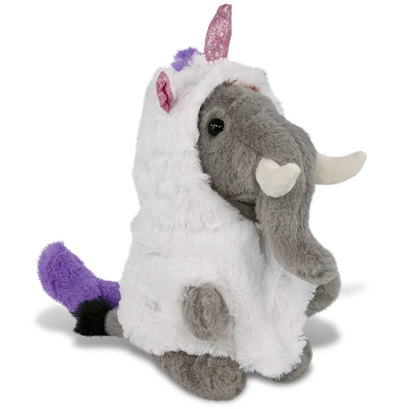 DolliBu Standing Elephant Unicorn Plush Stuffed Animal Toy with Outfit - 7.5 inches