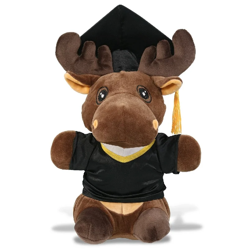 DolliBu Standing Moose Graduation Plush Toy with Gown and Cap - 7 inches