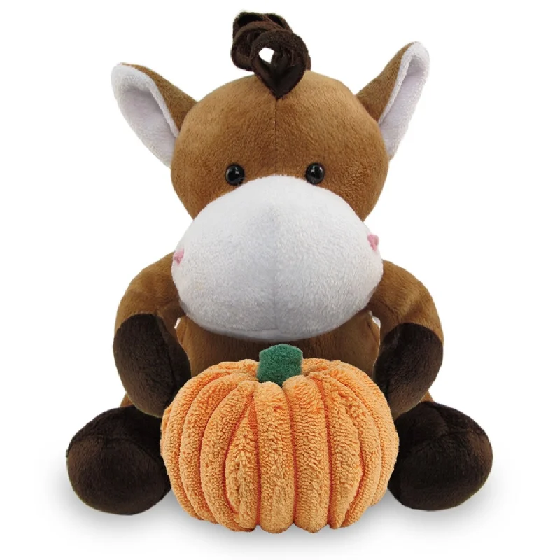 DolliBu Super Soft Horse Stuffed Animal with Pumpkin Decor Plush - 6 inches