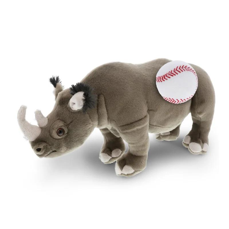 DolliBu Super Soft Rhinoceros Stuffed Animal with Baseball Plush Toy - 16 inches