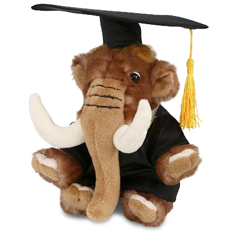 DolliBu Wild Mammoth Graduation Plush Toy w/ Gown and Cap with Tassel - 10 inches