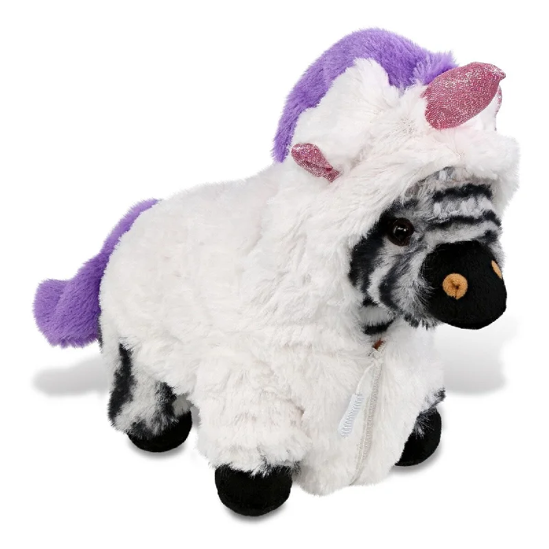 DolliBu Zebra Unicorn Plush Stuffed Animal Toy with Unicorn Outfit - 9 inches